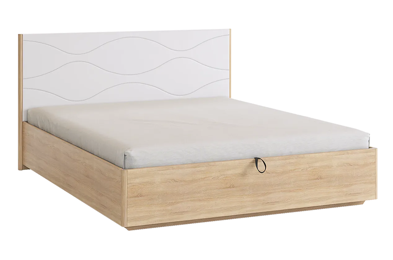 Зара Кровать с подъемным механизмом Люкс 160х200 см (дуб сонома/белый)