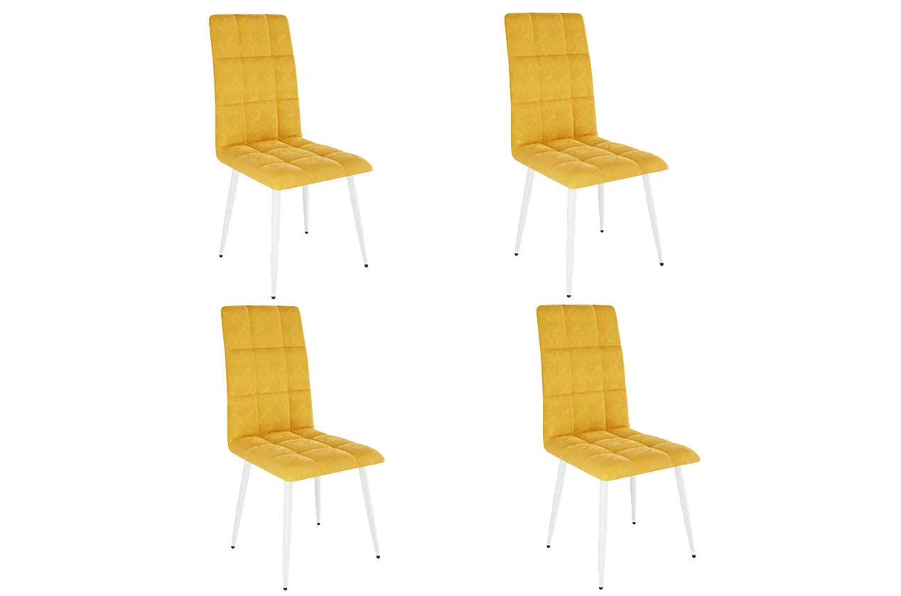 Набор стульев Турин 2 (4 шт.) (горчица (велюр)/белый)