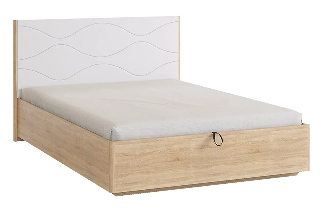 Зара Кровать с подъемным механизмом Люкс 140х200 см (дуб сонома/белый)