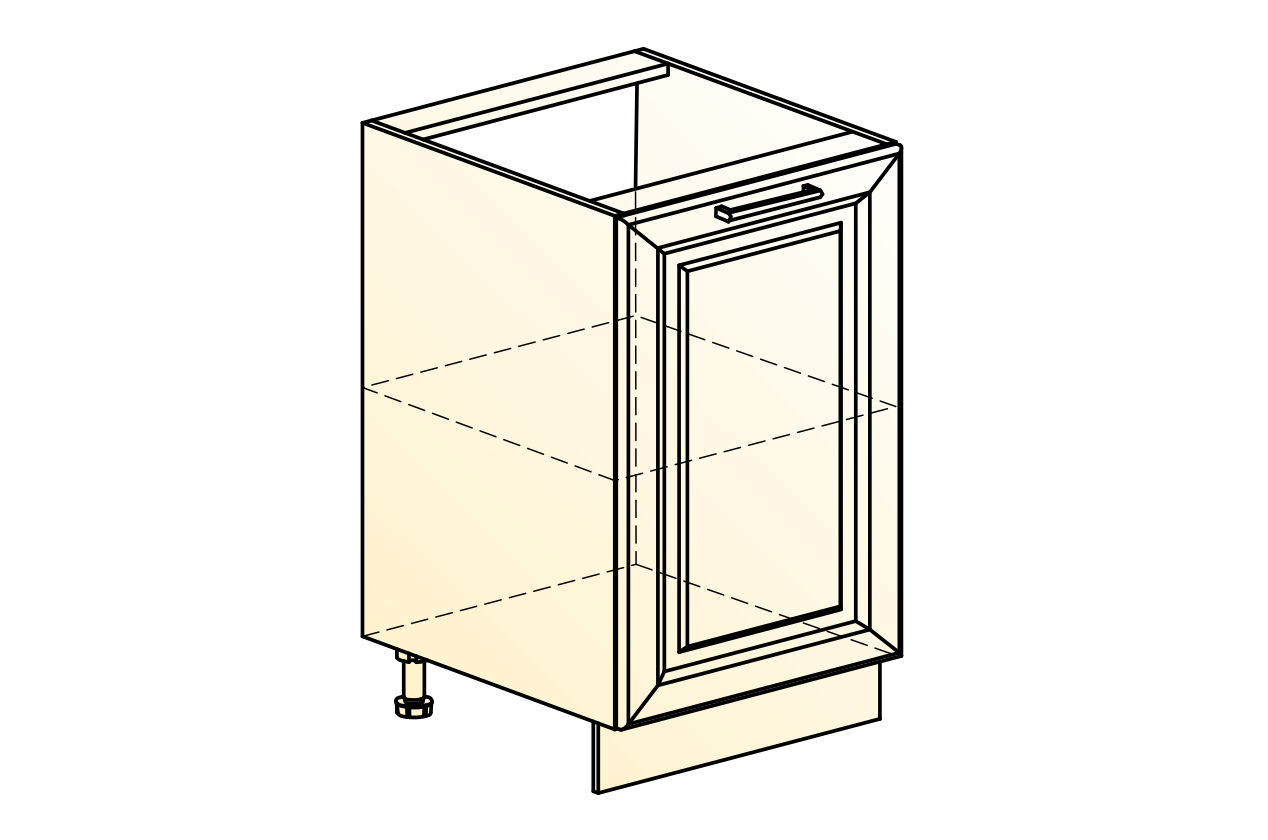 Мишель Шкаф рабочий L400 B500 (1 дв. гл.) (эмаль) (белый/белый)