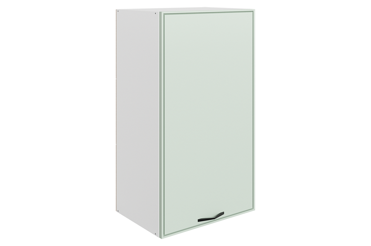 Монако Шкаф навесной L450 Н900 (1 дв. гл.) (белый/мята матовый)