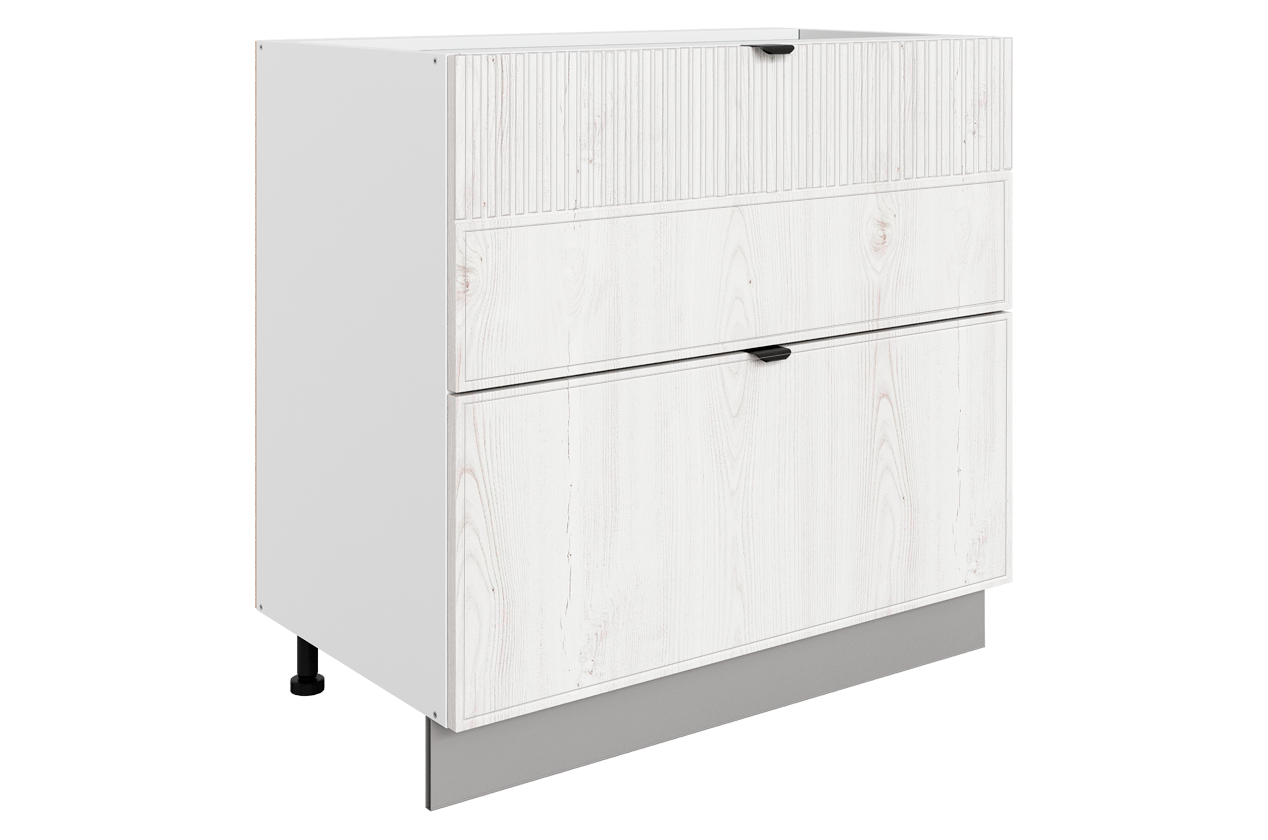 Бариста Шкаф рабочий L800 B500 Слим (2 ящ.) (белый/дуб белый матовый)