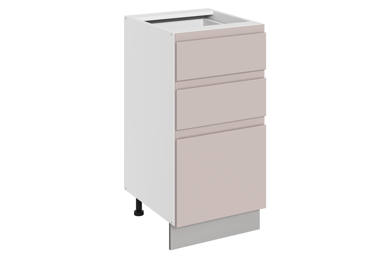 Фьюжн Шкаф рабочий L400 B500 Слим (3 ящ.) (эмаль) (белый/кофейный)