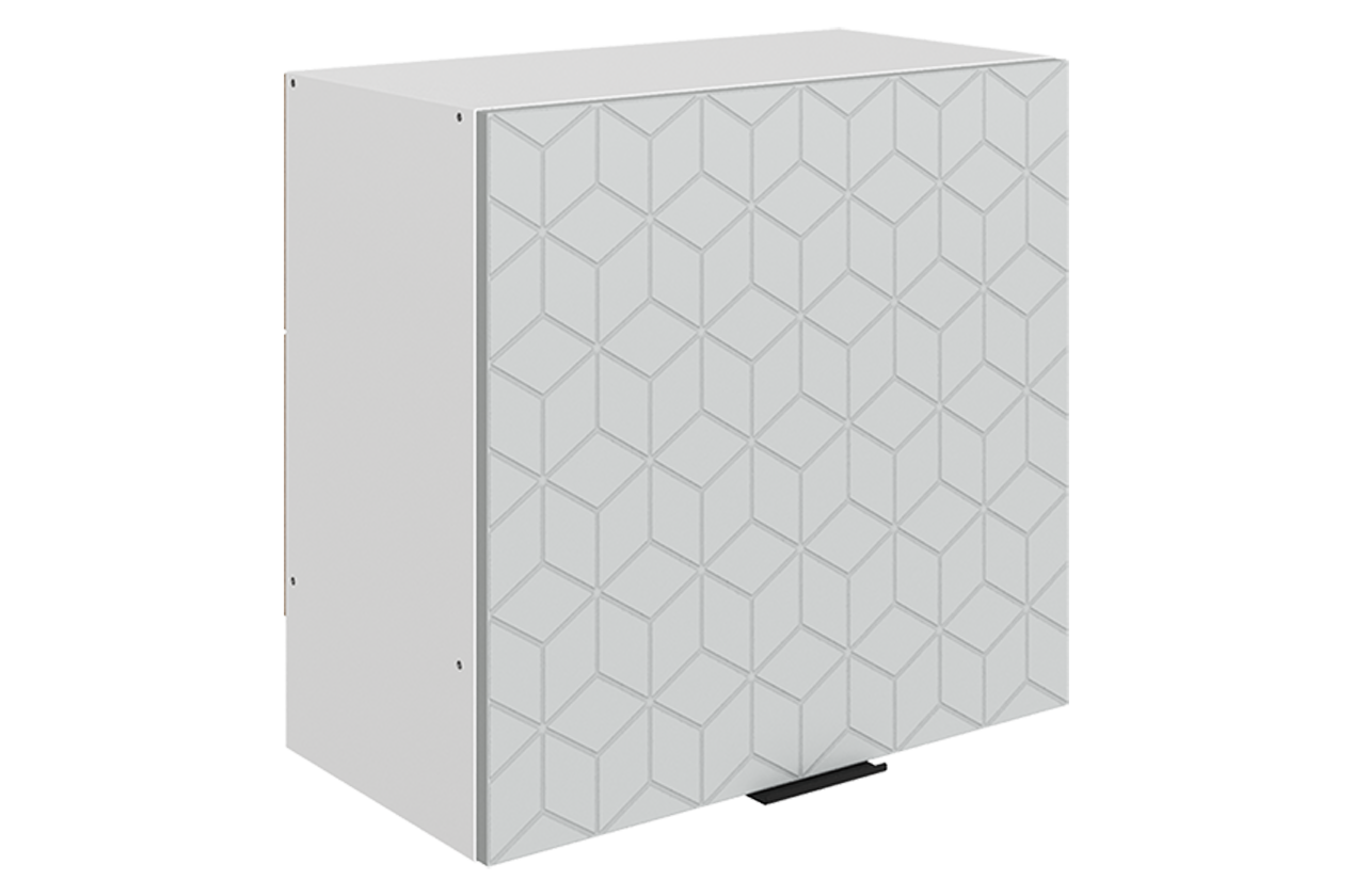 Стоун Шкаф навесной под вытяжку L600 Н566 (1 дв. гл.) с фрезеровкой (белый/лайт грей софттач)