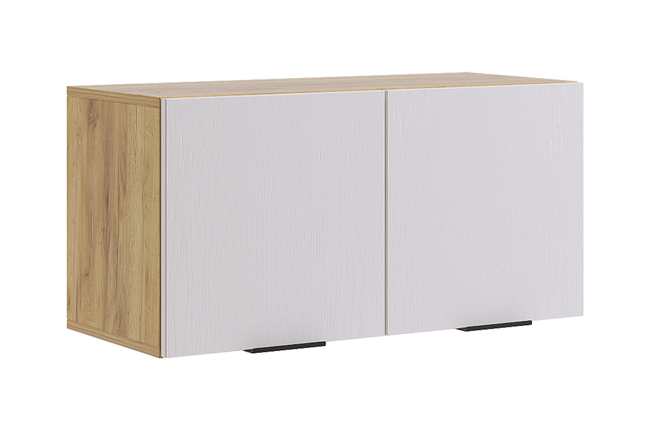 Бери Антресоль двухдверная (дуб крафт золотой/белое дерево)