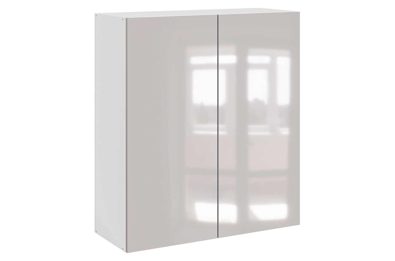 Кристи Шкаф навесной L800 Н900 (2 дв. гл.) (эмаль) (белый/дымчатый глянец)