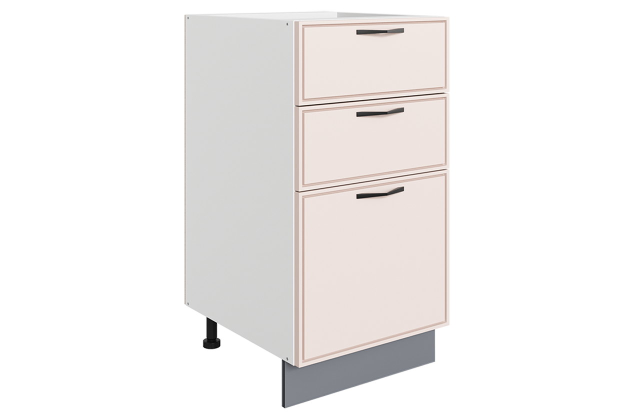 Монако Шкаф рабочий L400 B500 Слим (3 ящ.) (белый/айвори матовый)