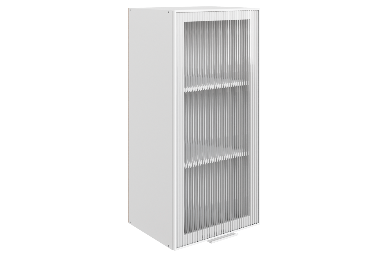 Алюм Шкаф навесной L400 Н900 (1 дв. рам.) (белый/белый муар/бесцветное мору)