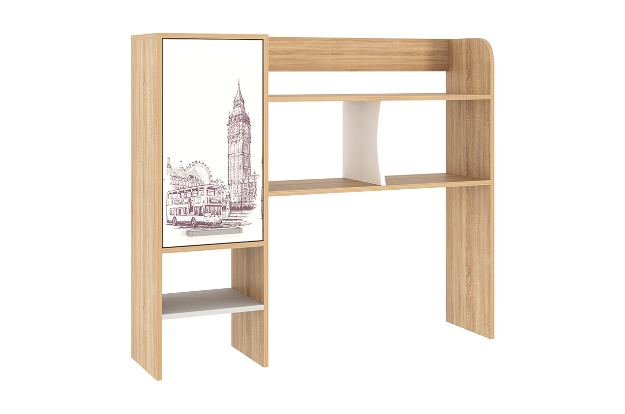 Лайт-1 Надстройка стола компьютерного 1200 (дуб сонома/белый)