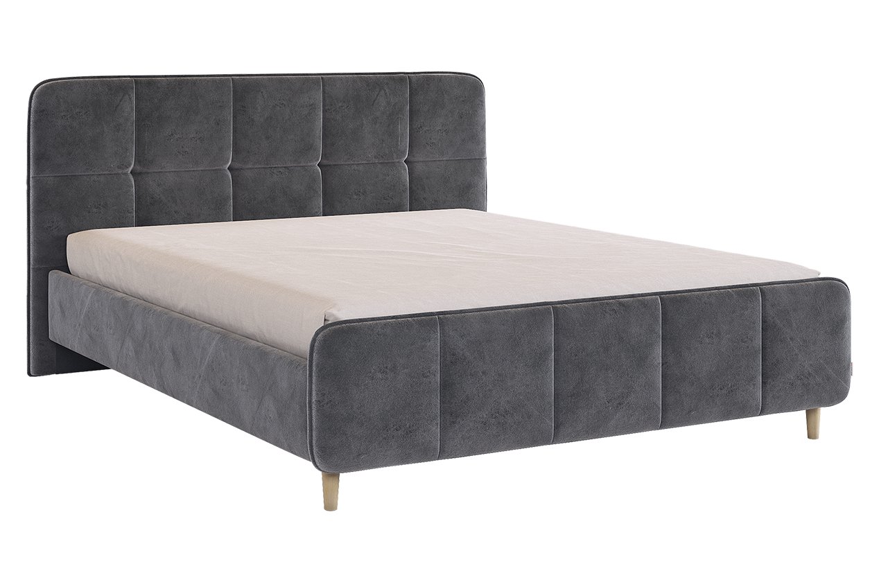 Кровать с основанием Грета 160х200 см (грей алькантара (велюр))