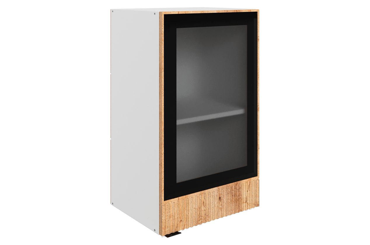 Бариста Шкаф навесной L400 Н720 (1 дв. рам.) (правый) (белый/дуб европейский матовый)