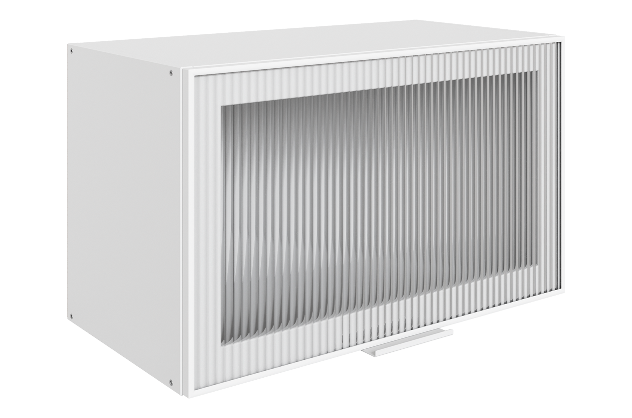 Алюм Шкаф навесной L600 Н360 (1 дв. рам.) (белый/белый муар/бесцветное мору)