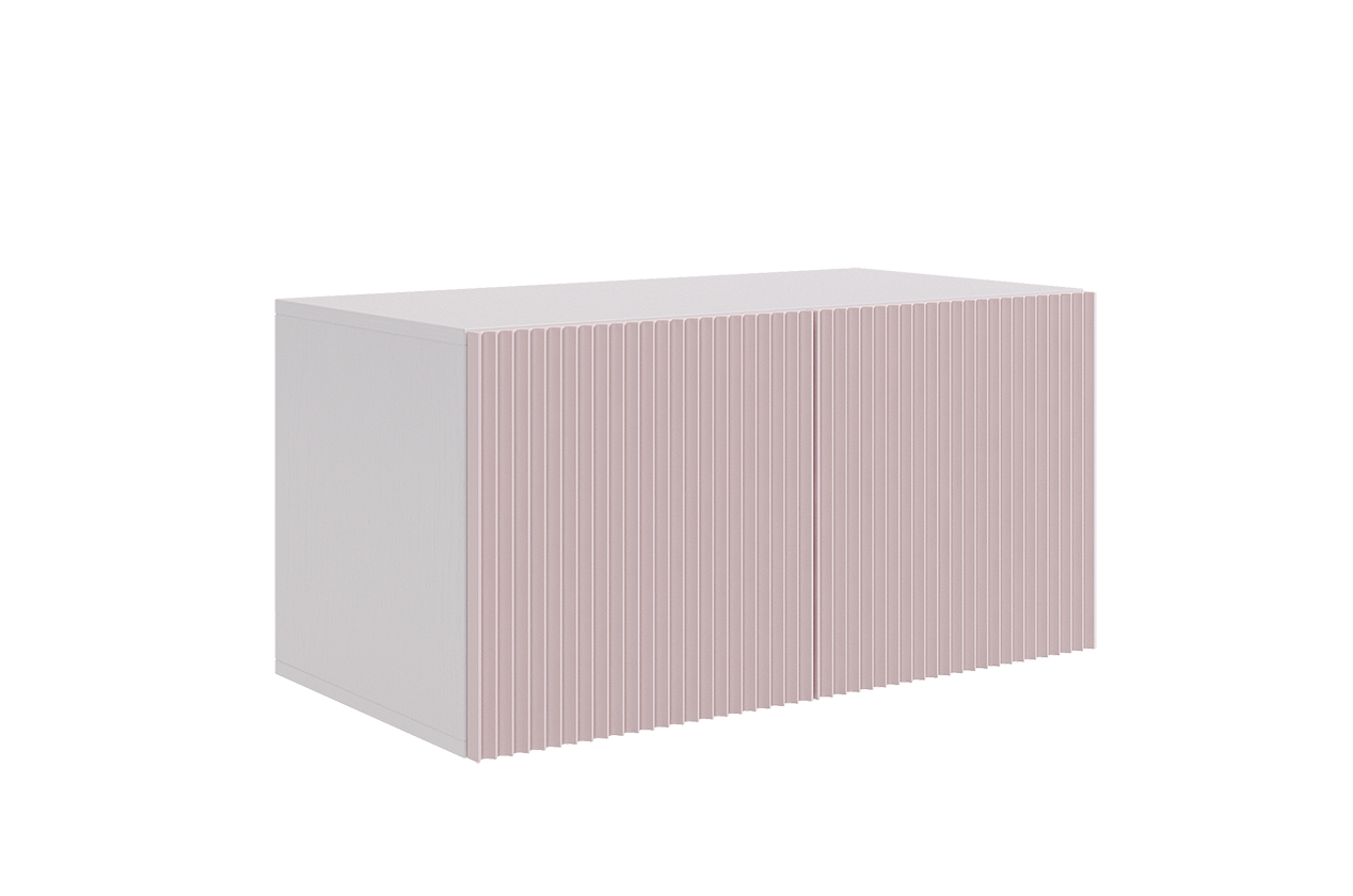 Зефир Антресоль двухдверная 118.01 (белое дерево/пудра розовая (эмаль))