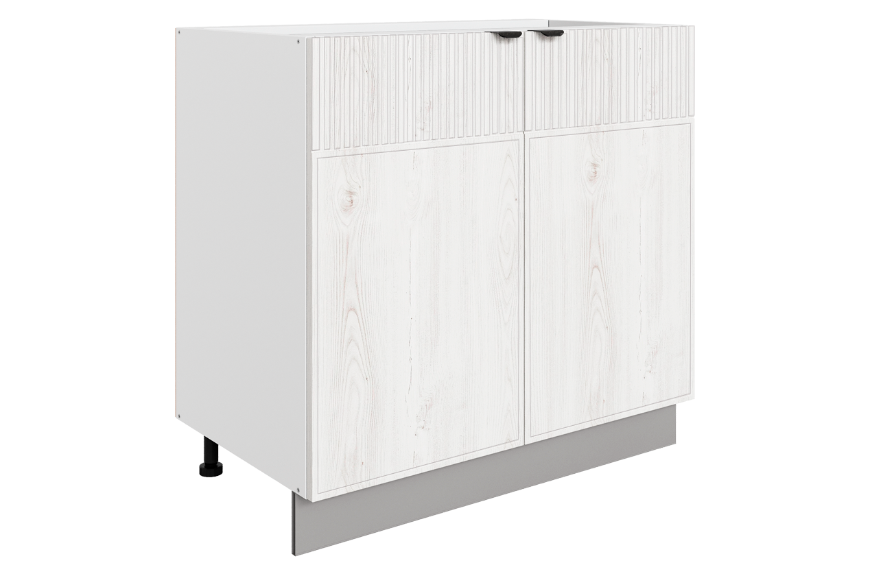 Бариста Шкаф рабочий L800 B500 (2 дв. гл.) (белый/дуб белый матовый)