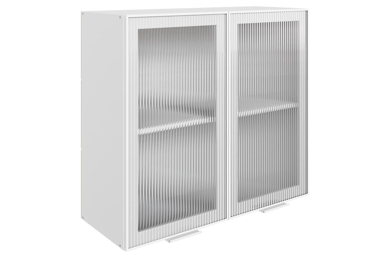 Алюм Шкаф навесной L800 Н720 (2 дв. рам.) (белый/белый муар/бесцветное мору)