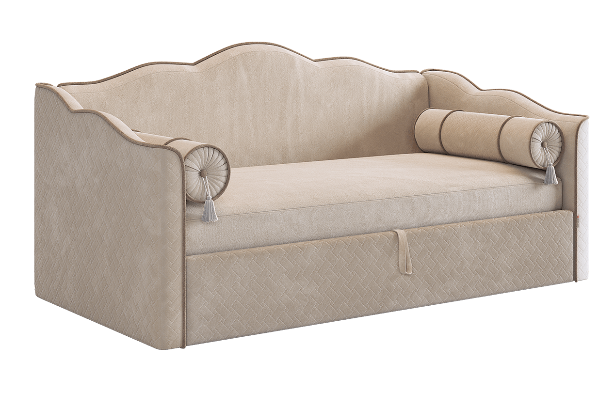 Кровать с подъемным механизмом Лея (Софа) 90х200 см (крем (велюр)/латте (велюр))