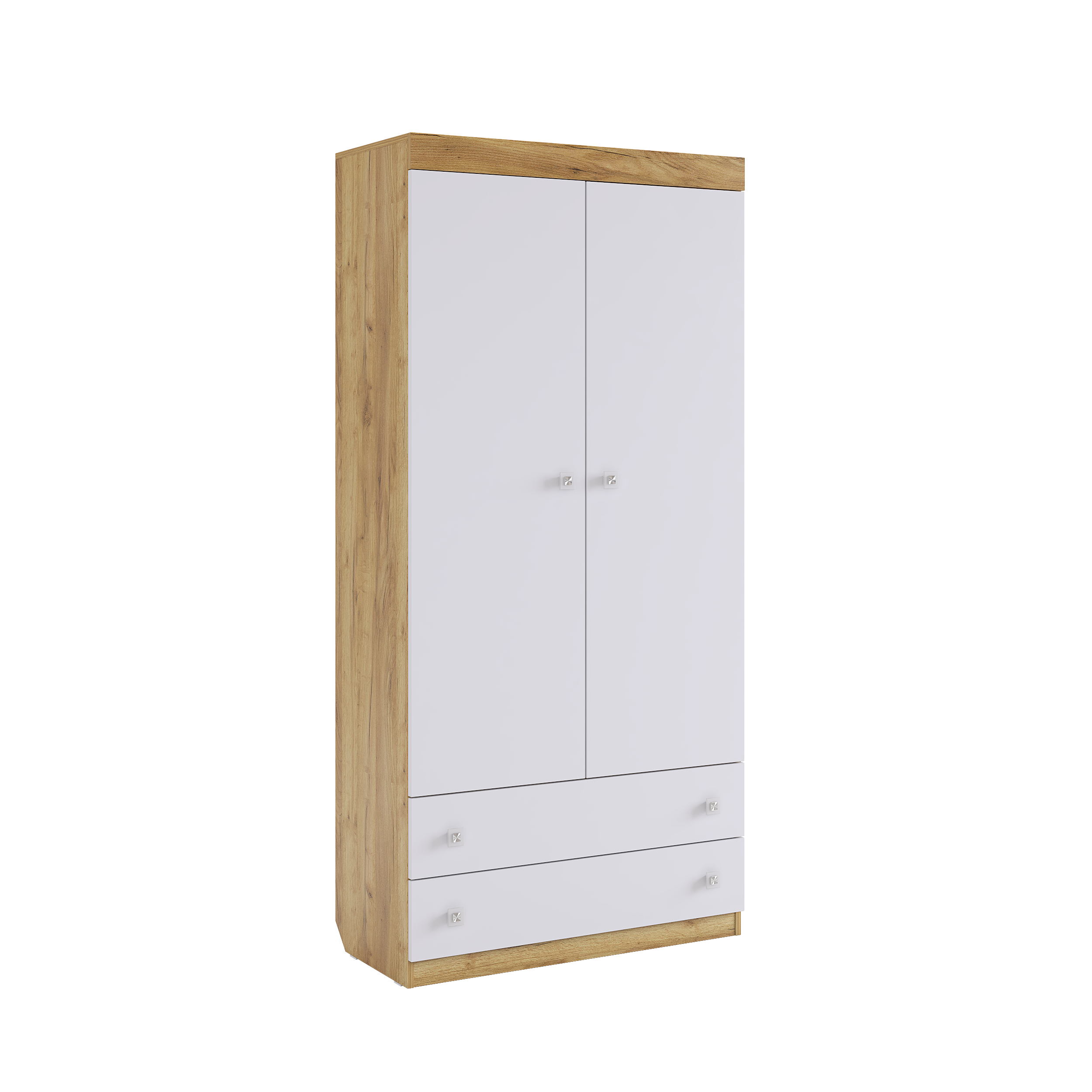 Форсаж Шкаф комбинированный (с ящ. 2-створчатый) (дуб крафт золотой/белый)