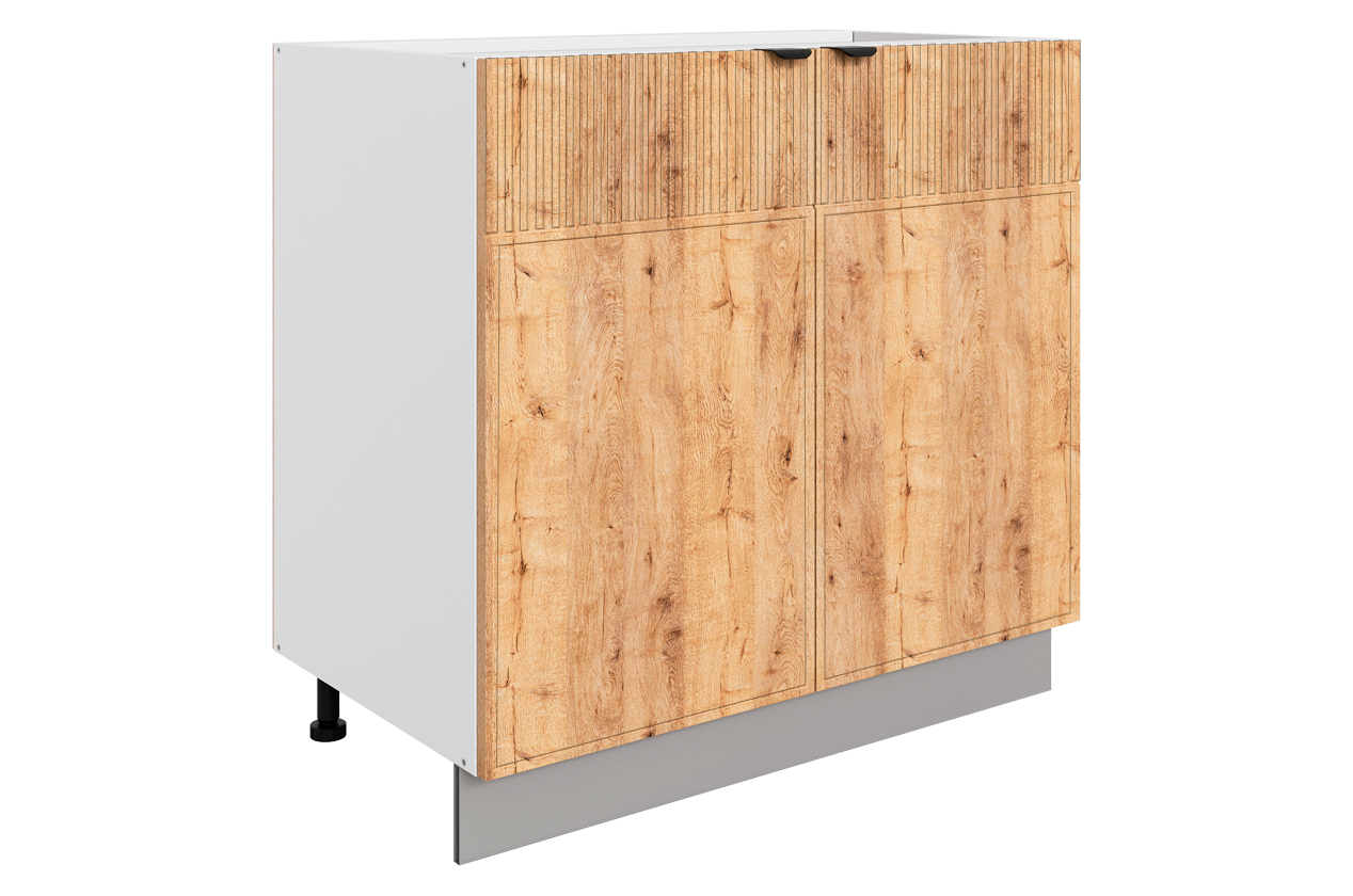 Бариста Шкаф рабочий L800 (2 дв. гл.) (белый/дуб европейский матовый)