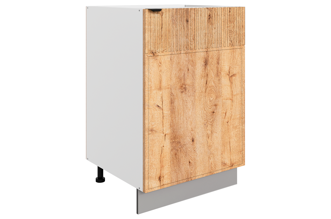 Бариста Шкаф рабочий L500 (1 дв. гл.) (правый) (белый/дуб европейский матовый)