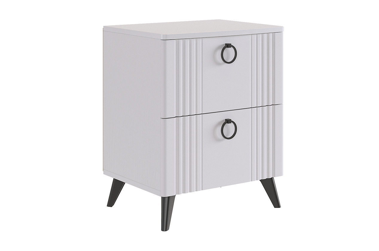 Ева Тумба прикроватная 2 (белое дерево/белый матовый)