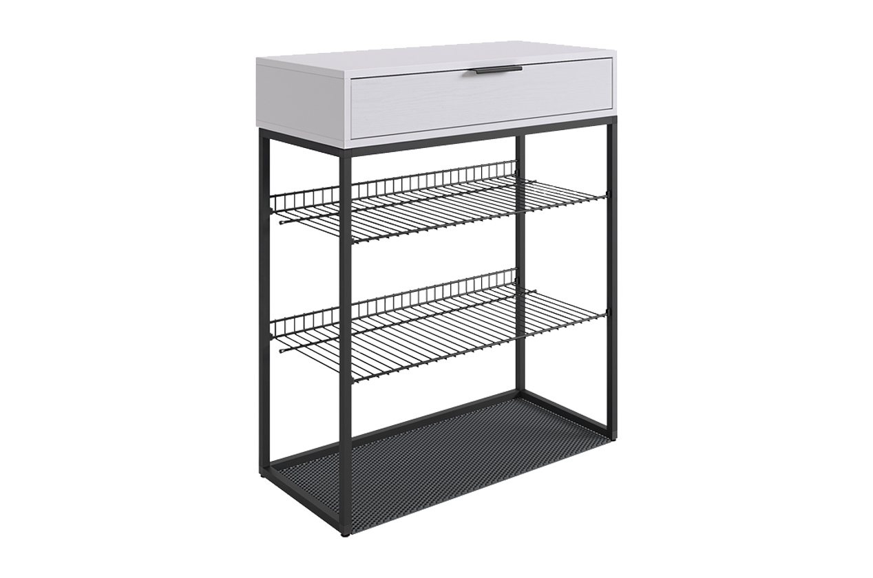 Обувница Краш (черный муар/белое дерево)