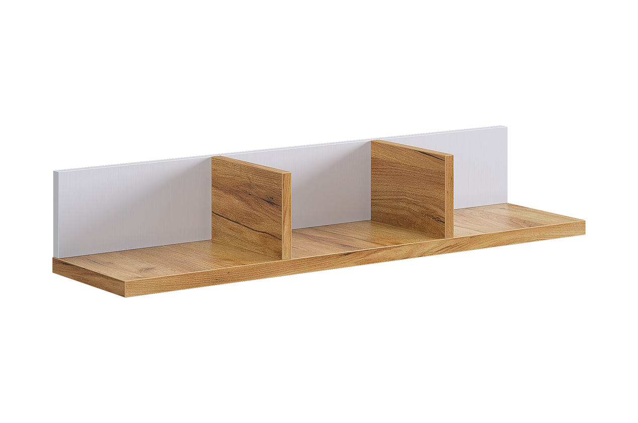 Полка навесная 2 Хюгге (белое дерево/дуб крафт золотой)