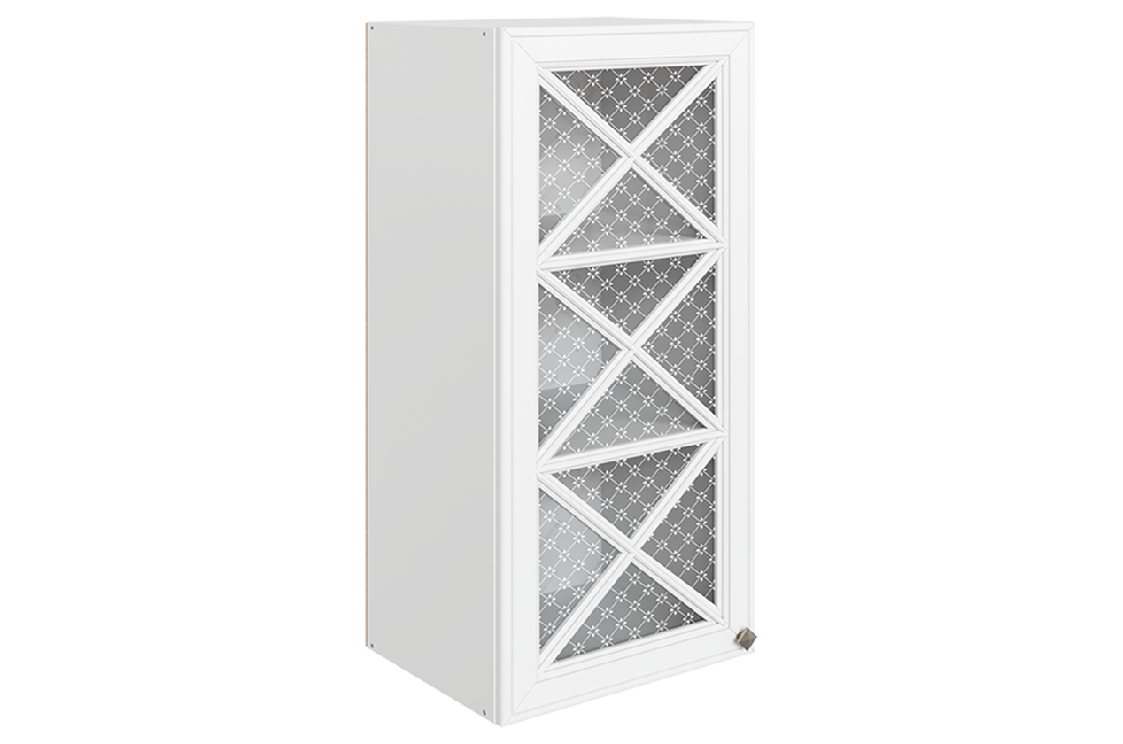 Мишель Шкаф навесной L400 Н900 (1 дв. крест.) (эмаль) (белый/белый)