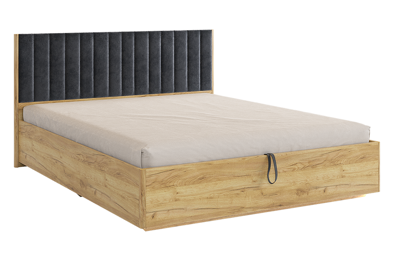 Адам Кровать с подъемным механизмом 1 160х200 см (дуб крафт золотой/грей алькантара (велюр))