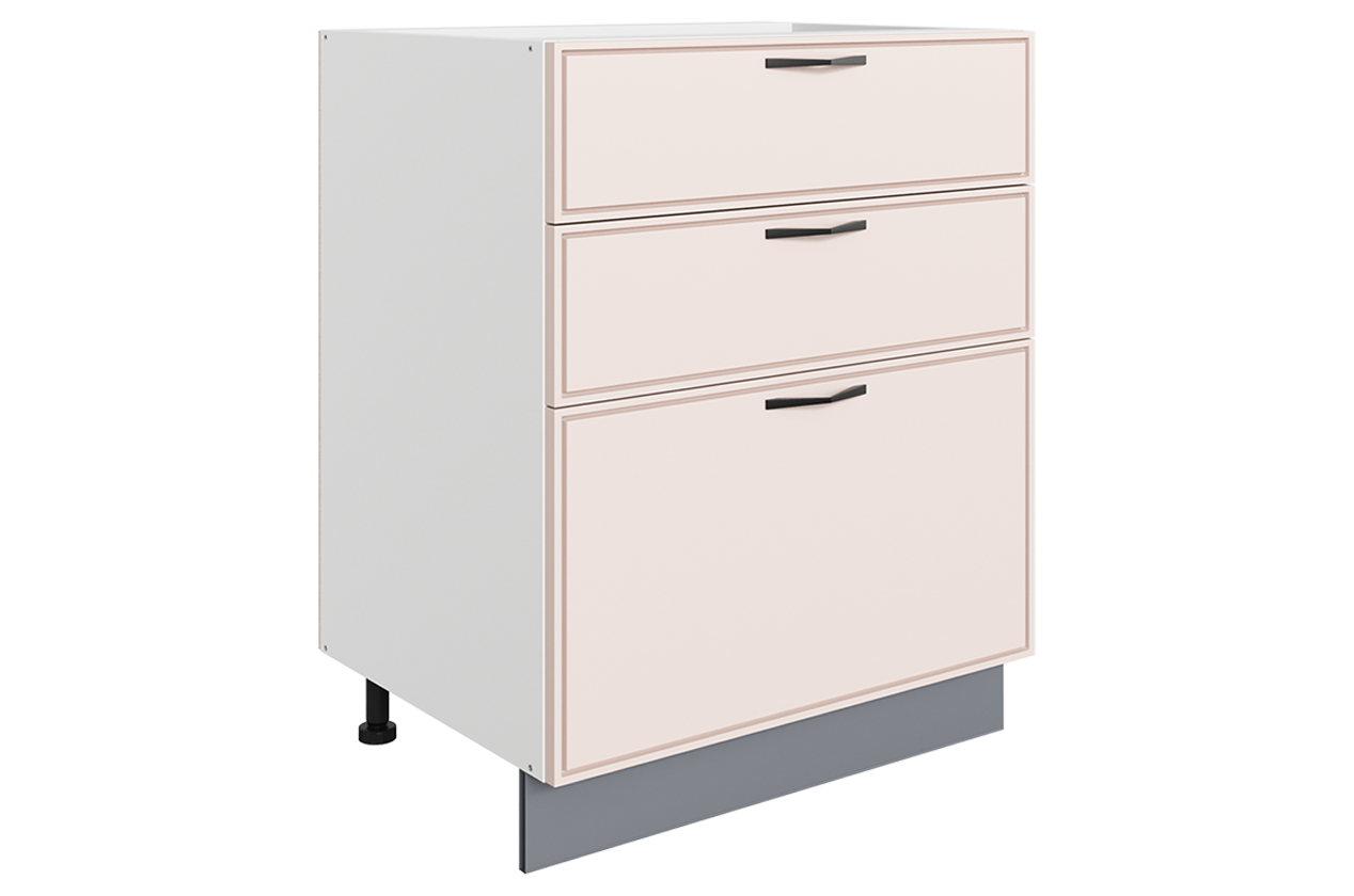 Монако Шкаф рабочий L600 B500 Слим (3 ящ.) (белый/айвори матовый)