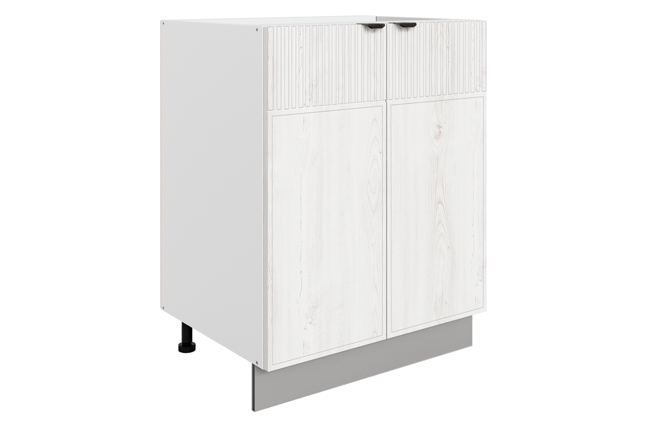 Бариста Шкаф рабочий L600 B500 (2 дв. гл.) (белый/дуб белый матовый)