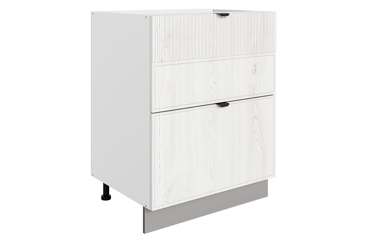 Бариста Шкаф рабочий L600 B500 Слим (2 ящ.) (белый/дуб белый матовый)