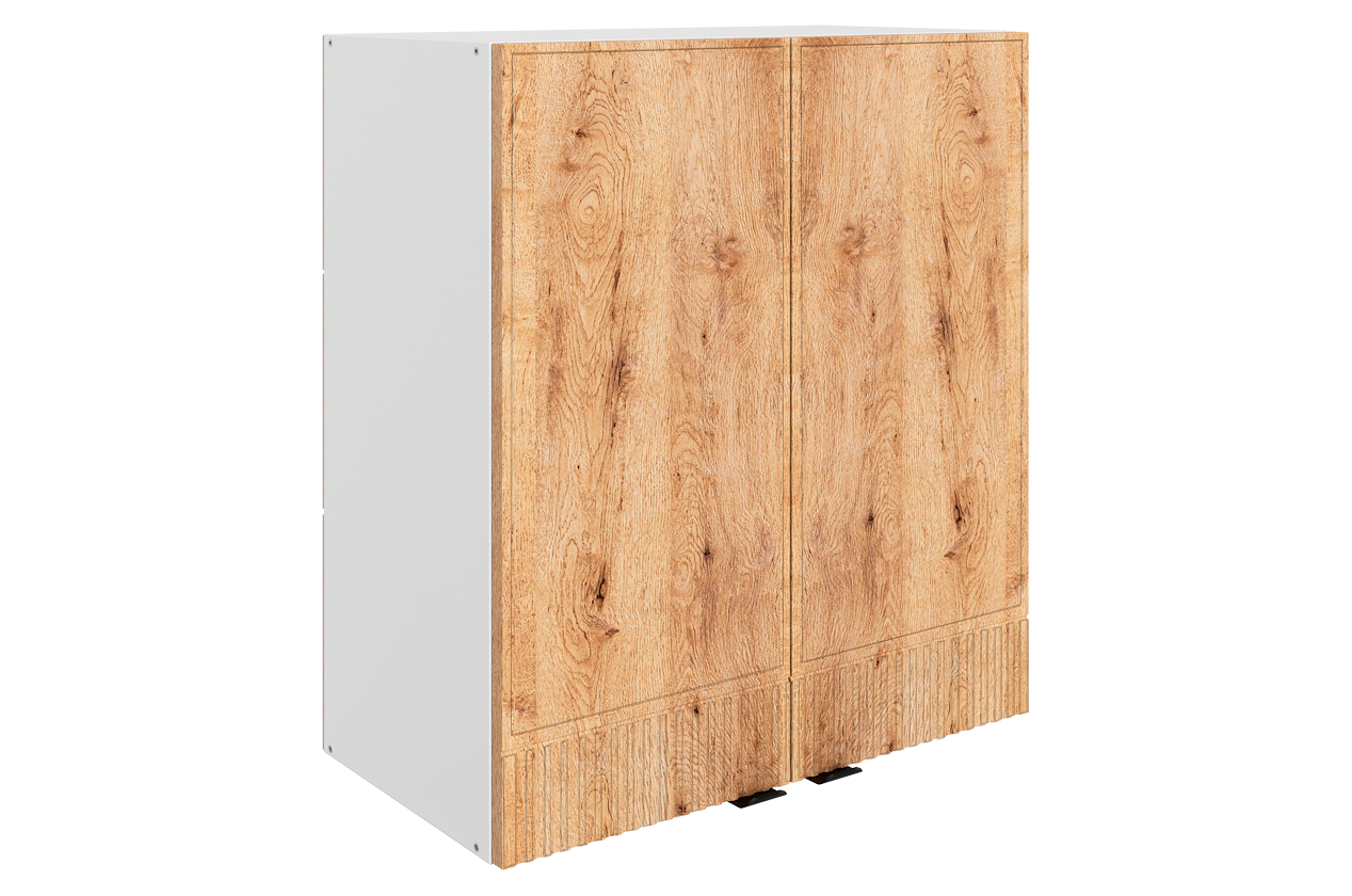 Бариста Шкаф навесной L600 Н720 (2 дв. гл.) (белый/дуб европейский матовый)