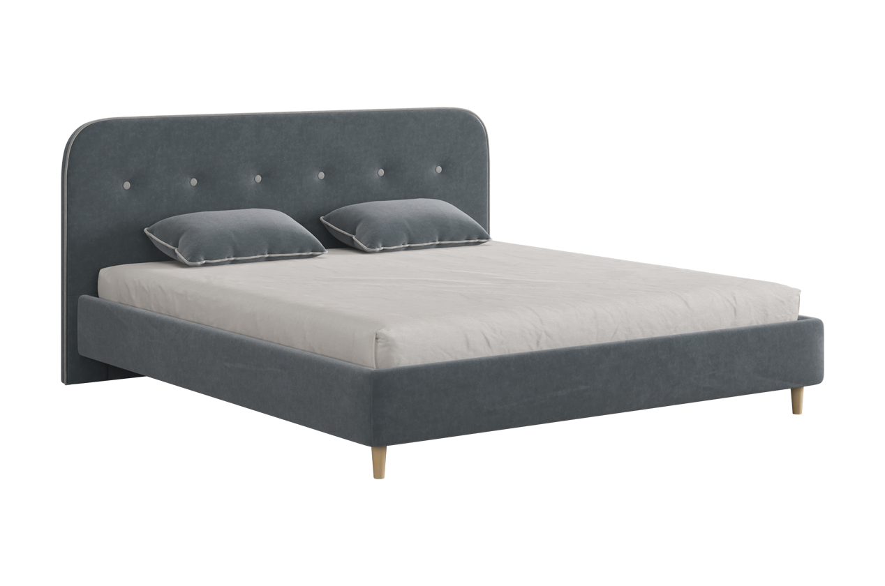 Кровать с основанием Лео 180х200 см (графит (велюр)/галька (велюр))