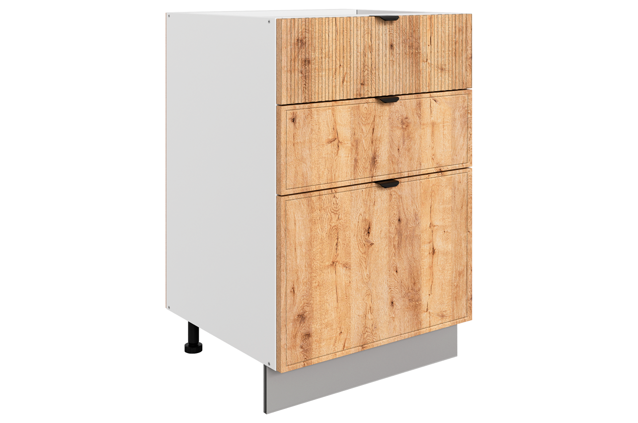 Бариста Шкаф рабочий L500 Старт (3 ящ.) (белый/дуб европейский матовый)