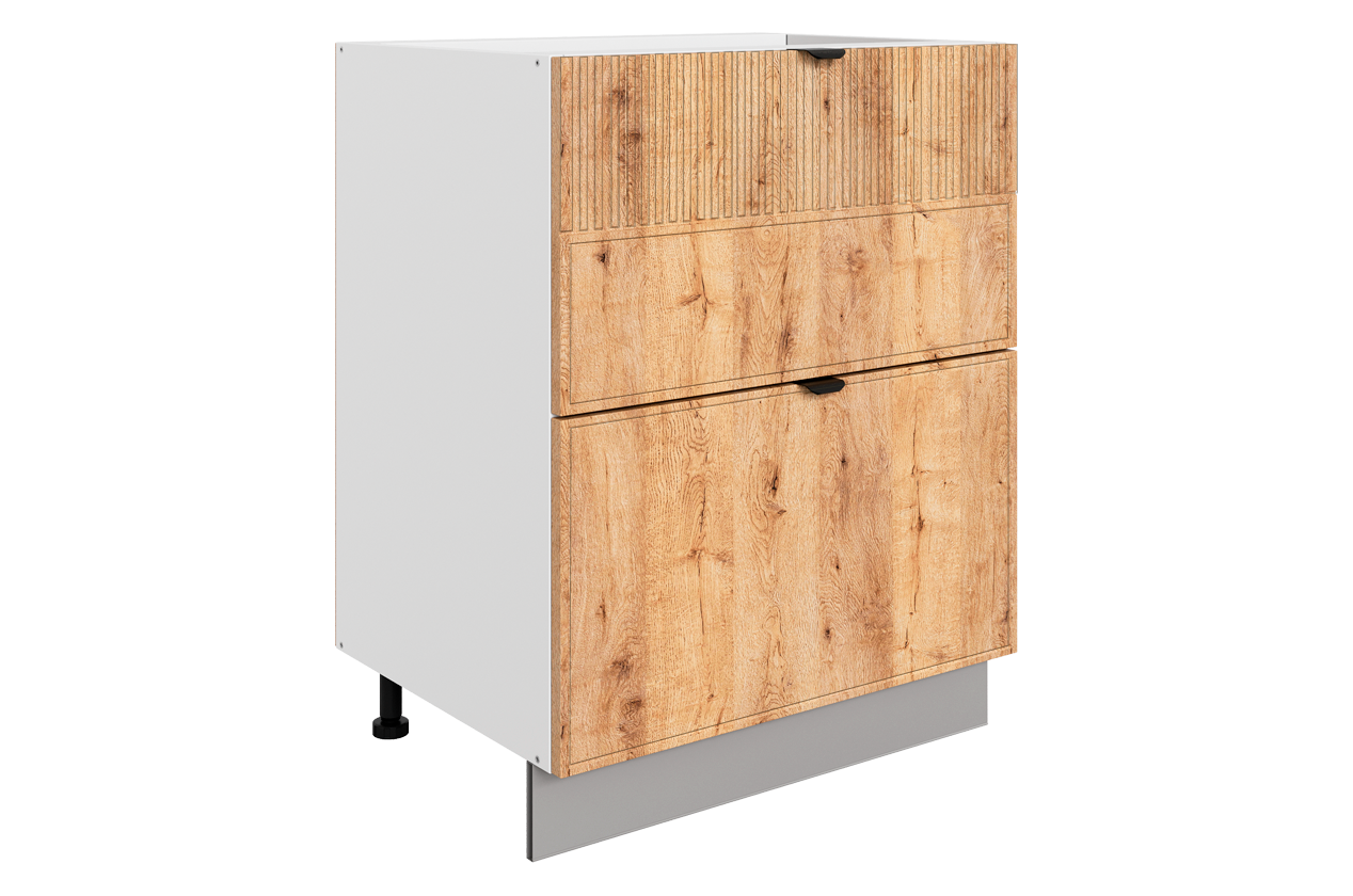 Бариста Шкаф рабочий L600 Старт (2 ящ.) (белый/дуб европейский матовый)