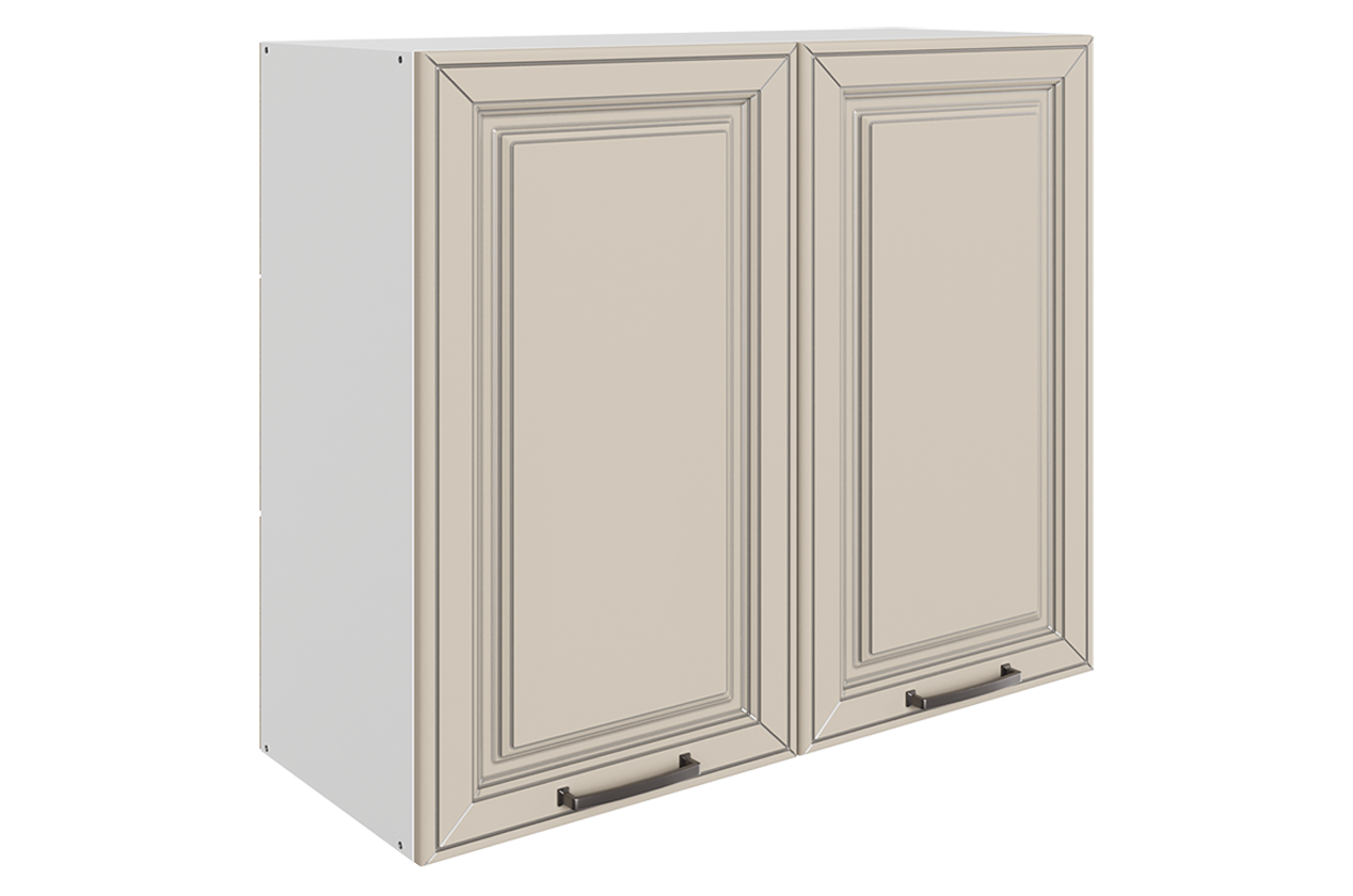 Атланта Шкаф навесной L800 Н720 (2 дв. гл.) (эмаль) (белый/сливки патина платина)
