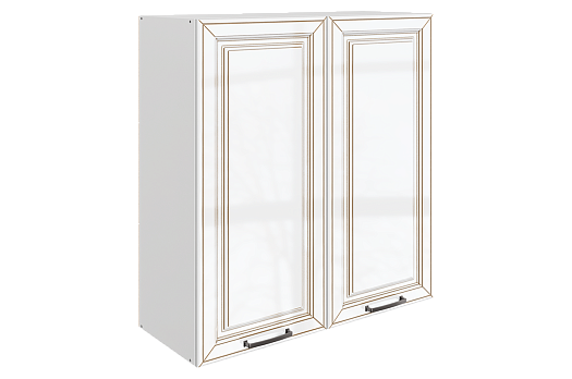 Атланта Шкаф навесной L800 Н900 (2 дв. гл.) (эмаль) (белый/белый глянец патина золото)