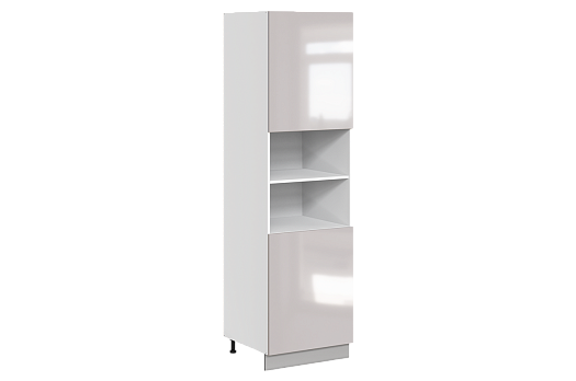 Кристи Шкаф-пенал L600 H2141 (2 дв. гл.) (эмаль) (белый/дымчатый глянец)