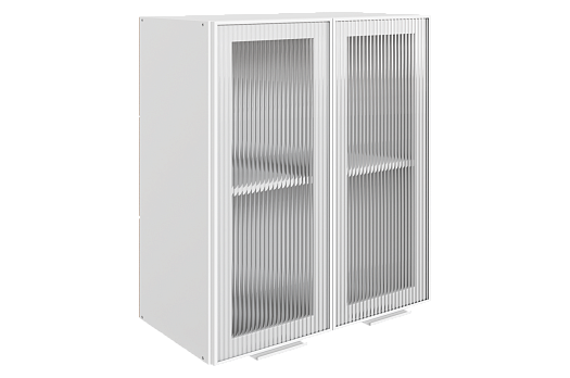 Алюм Шкаф навесной L600 Н720 (2 дв. рам.) (белый/белый муар/бесцветное мору)