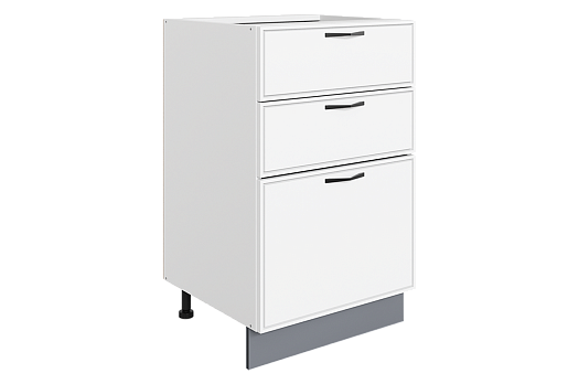 Монако Шкаф рабочий L500 Старт (3 ящ.) (белый/милк матовый)