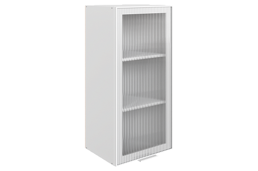 Алюм Шкаф навесной L400 Н900 (1 дв. рам.) (белый/белый муар/бесцветное мору)