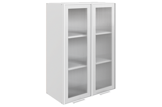 Алюм Шкаф навесной L600 Н900 (2 дв. рам.) (белый/белый муар/бесцветное мору)