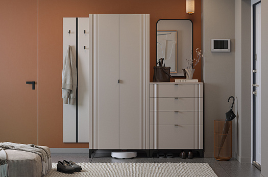 Прихожая "Мебельсон К38" (1900х420х1900) (кашемир/фрапучино матовый/черный)