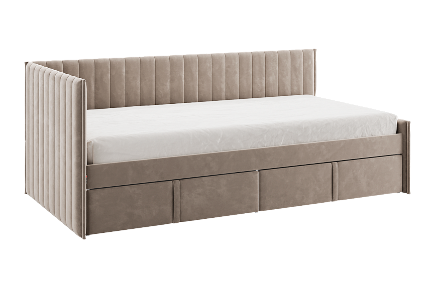 Кровать с ящиками Твикс (Тахта) 90х200 см (латте (велюр))