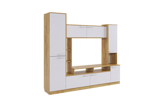 Мини-стенка Токио (дуб крафт золотой/белое дерево)