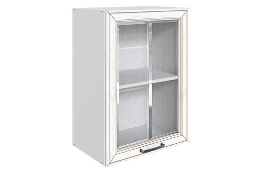 Атланта Шкаф навесной L500 Н720 (1 дв.рам.) (эмаль) (белый/белый глянец патина золото)