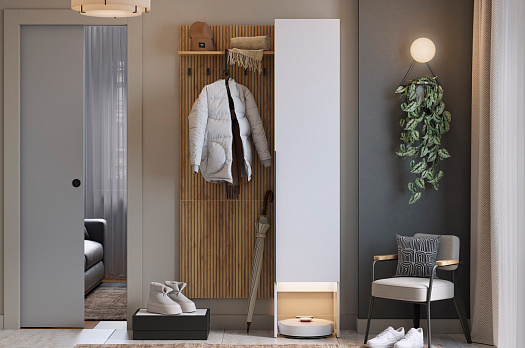 Прихожая "Мебельсон К4" (1000х350х1950) (дуб крафт золотой/белое дерево)