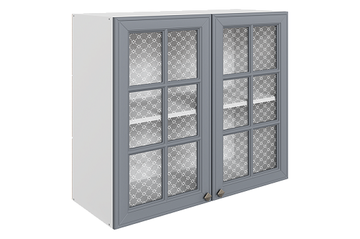 Мишель Шкаф навесной L800 Н720 (2 дв. реш.) (эмаль) (белый/серый)