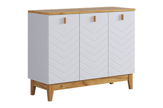 Комод 3 Хюгге (белое дерево/дуб крафт золотой/белый матовый)