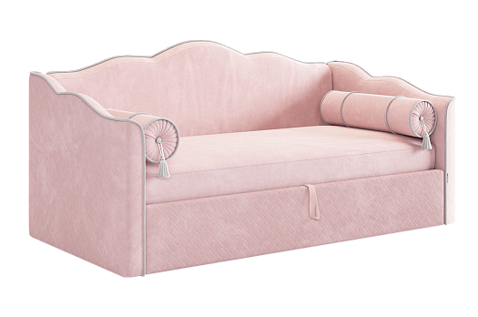 Кровать-софа "Лея К1" 90х200 см (нежно-розовый (велюр)/галька (велюр))